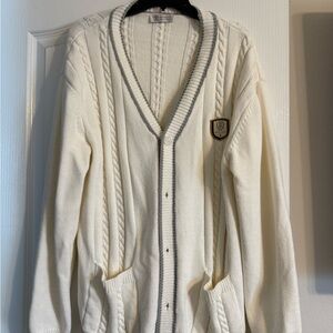 Brunello Cucinelli Cream Cardigan with Gray Trim